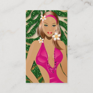 Tanning Business Card Sparkle Zebra Green Gold