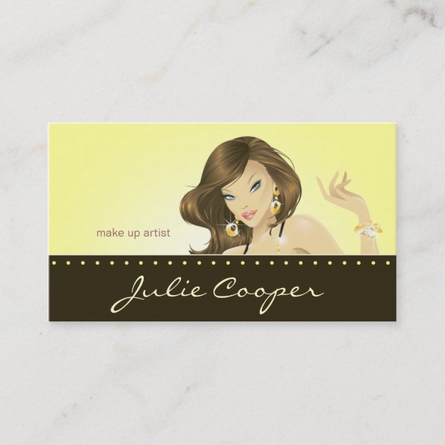 Tanning Business Card Yellow Woman (Front)