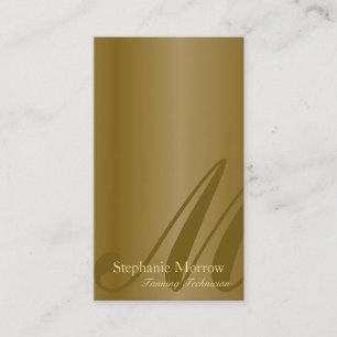 Tanning Salon Business Card Stylish Gold Monogram