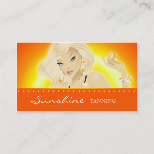 Tanning Salon Pretty Blonde Woman Orange Business Card