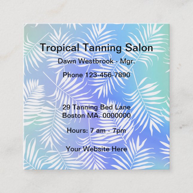 Tanning Salon Tropical Theme Business Cards (Front)