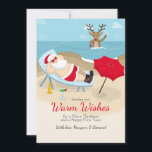 Tanning Santa Greeting Card<br><div class="desc">The perfect Christmas Greeting Card for warm-weather residents! The card features Santa relaxing seaside and a reindeer in the ocean. (Designed by Freepik). The card is easy to customise with your wording, font, font colour, paper shape options and choice of six paper types. Not exactly what you're looking for? All...</div>