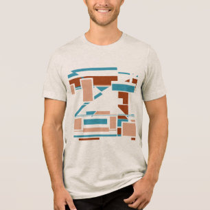 Tannish Rust Turquoise Beige Southwest Art-inspire Tri-Blend Shirt