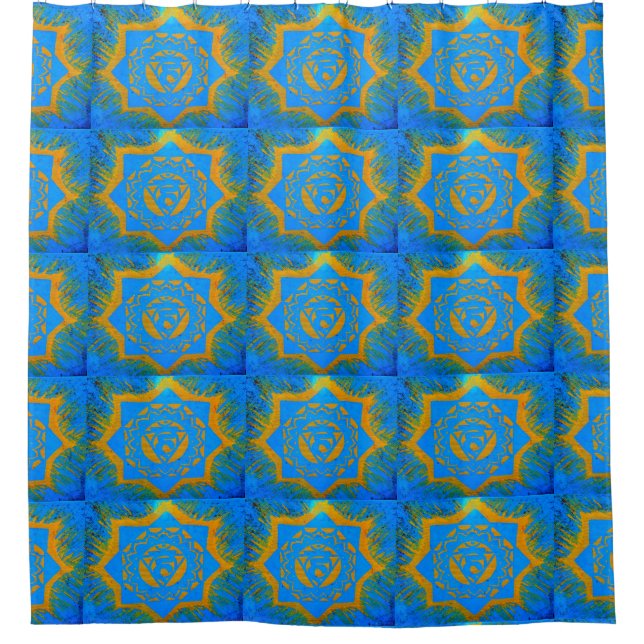 tantric symbol on blue shower curtain (Front)