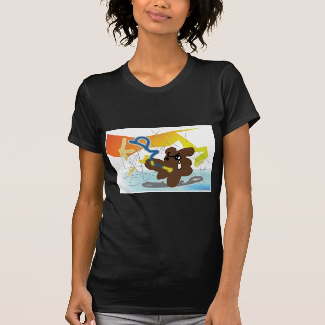TANUKI fights with daemon in Computer! T-Shirt (Front)