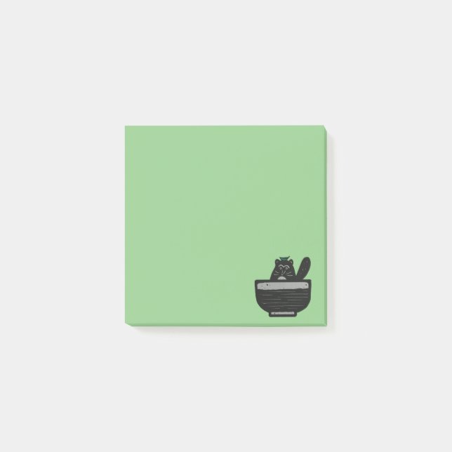 Tanuki in a bowl post-it notes (Front)