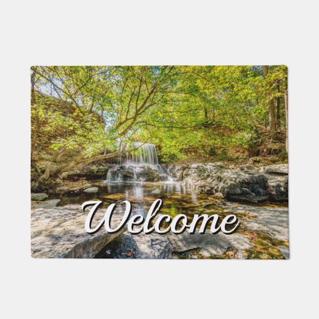Tanyard Creek Waterfall In Fall Welcome Doormat (Front)