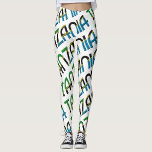 Tanzania Africa Flag Typography Pattern Leggings