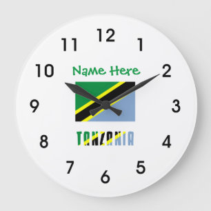 Tanzania and Tanzanian Flag Green Personalisation  Large Clock