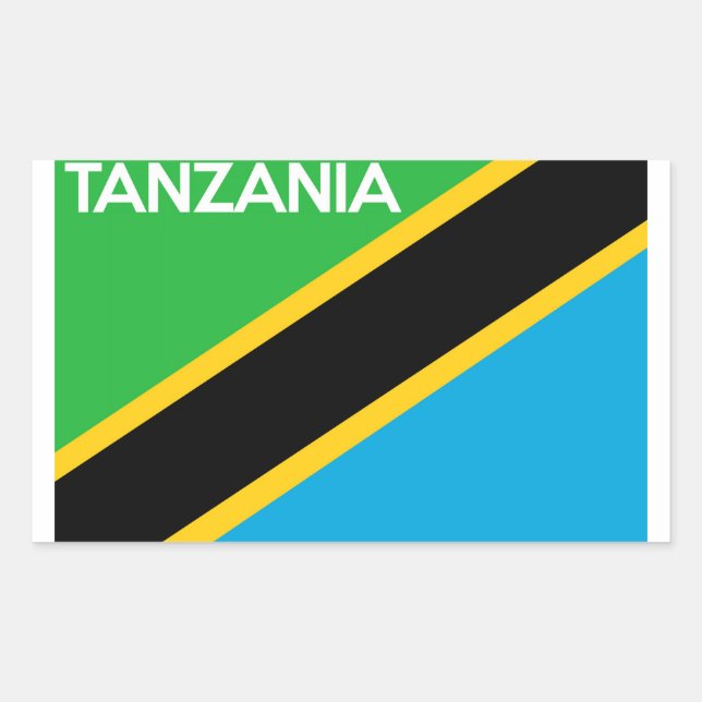 tanzania country flag text name rectangular sticker (Front)