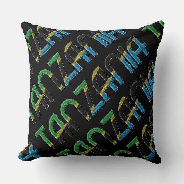 Tanzania Flag Colours Typography African Souvenir Cushion (Front)