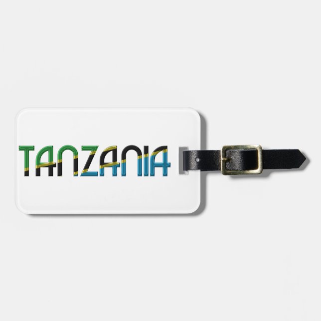 Tanzania Flag Colours Typography Luggage Tag (Front Horizontal)