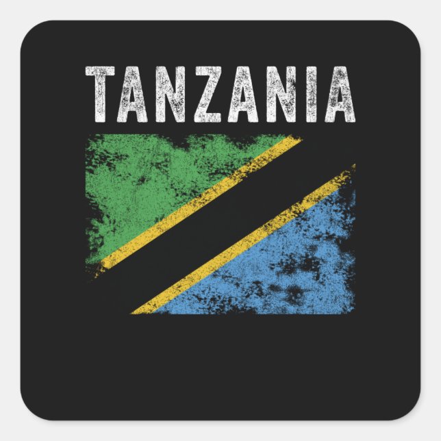 Tanzania Flag Distressed Tanzanian Flag Square Sticker (Front)