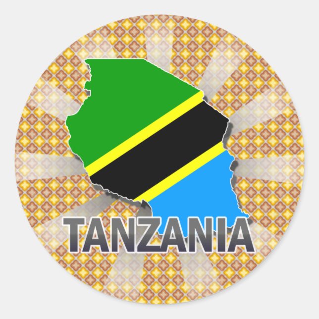 Tanzania Flag Map 2.0 Classic Round Sticker (Front)