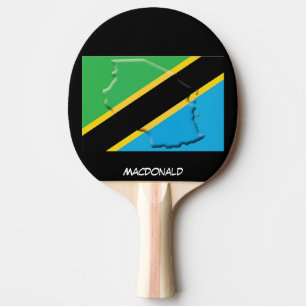 TANZANIA FLAG & MAP Personalised Black Ping Pong Paddle