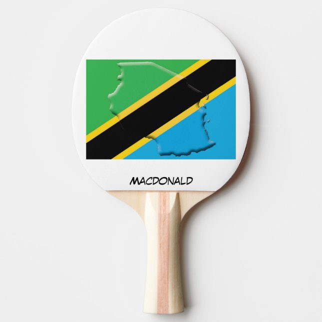 TANZANIA FLAG & MAP Personalised Ping Pong Paddle (Front)