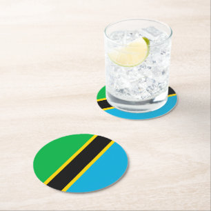 Tanzania flag round paper coaster