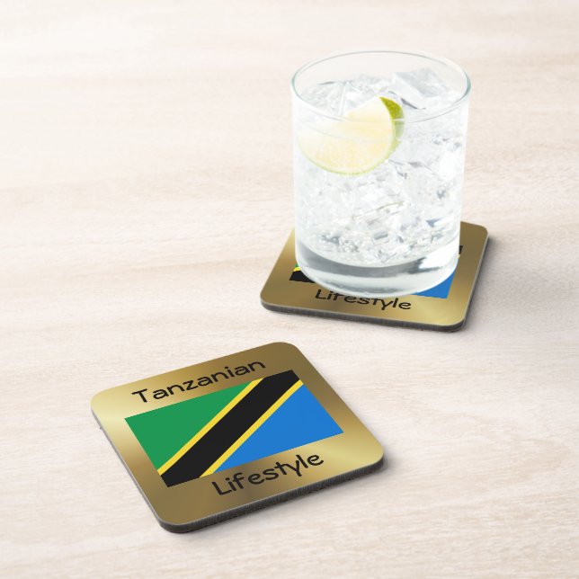 Tanzania Flag+Text Coaster (Right Side)