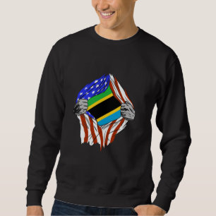 Tanzania Flag USA Tanzanian Roots Chest Tanzanian Sweatshirt