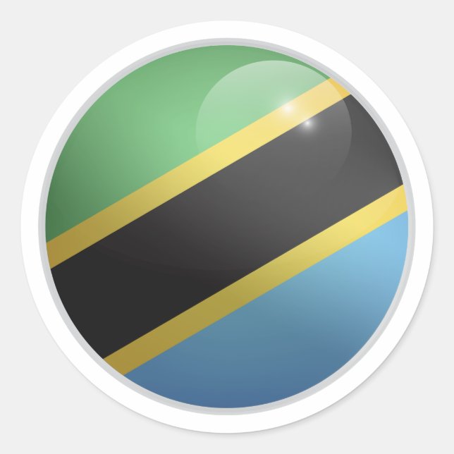 Tanzania Glossy Circle Flag Classic Round Sticker (Front)