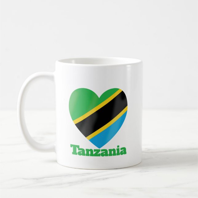 Tanzania Heart Flag Coffee Mug (Left)