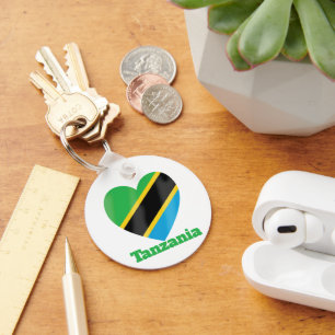 Tanzania Heart Flag  Key Ring