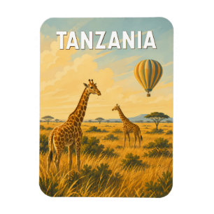 Tanzania Hot Air Balloon Illustration Travel Art Magnet