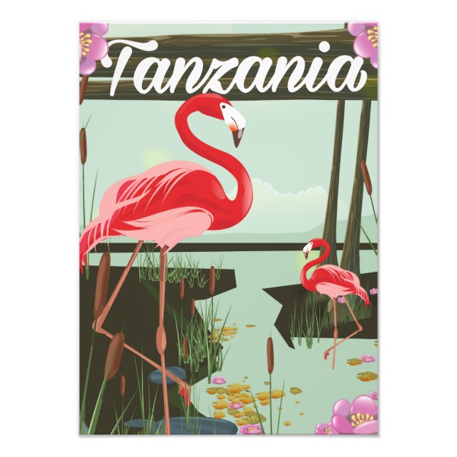 Tanzania - Lake Natron - Flamingo travel poster (Front)