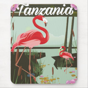 Tanzania - Lake Natron - Flamingo travel poster Mouse Pad