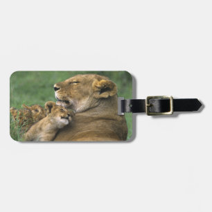 Tanzania, Ngorongoro Crater. African lion mother Luggage Tag