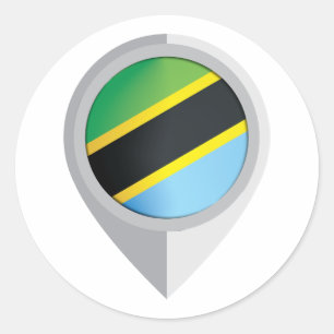 Tanzania Pin Location Flag Classic Round Sticker