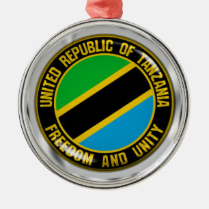 Tanzania Round Emblem Metal Tree Decoration