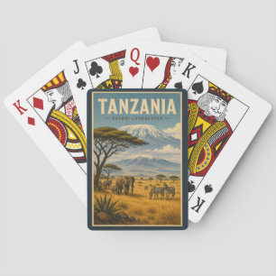 Tanzania Safari Zebra Illustration Travel Art Playing Cards