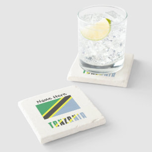 Tanzania Tanzanian Flag Black Personalisation  Stone Coaster