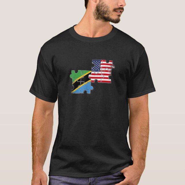 Tanzania Usa Love Roots Tanzanian American Flag T-Shirt (Front)