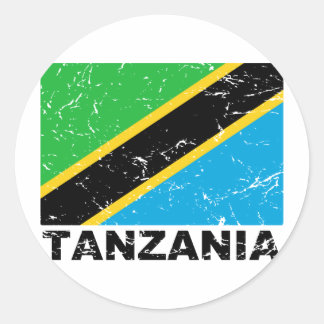Tanzania Vintage Flag Classic Round Sticker