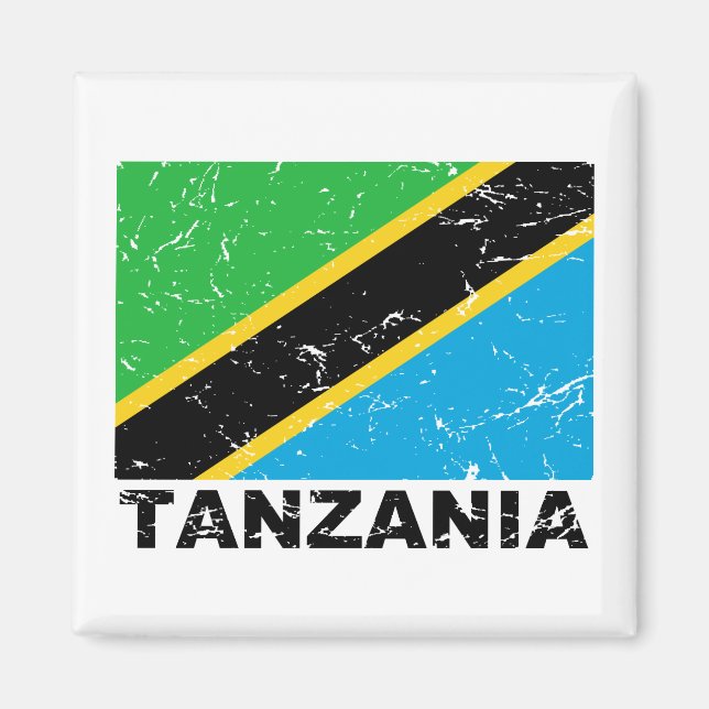 Tanzania Vintage Flag Magnet (Front)