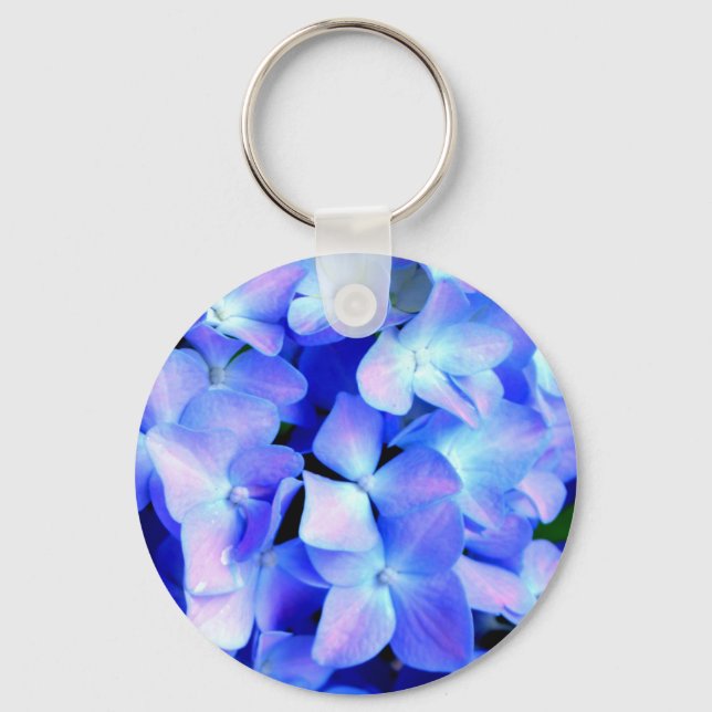 Tanzanite purple blue  Hydrangeas Key Ring (Front)