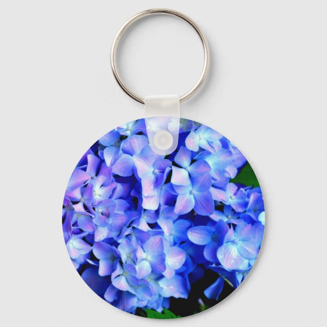 Tanzanite purple blue hydrangeas key ring (Front)