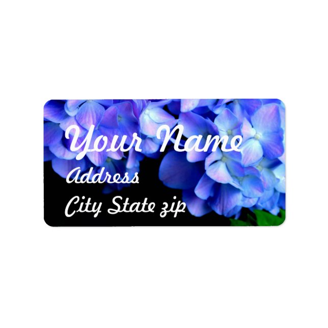 Tanzanite purple blue hydrangeas label (Front)