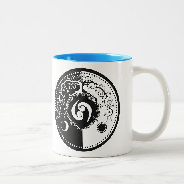 Tao Inspired Tree of Life Design for Cancerian's Two-Tone Coffee Mug (Right)