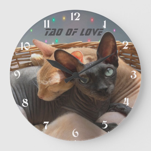 Tao of Love - Two Sphynx Cats Personalised Large Clock (Front)