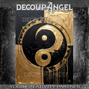 TAO Yin and Yang Gold and Black -Decoupage- Tissue Paper