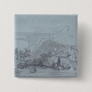 Taormina, from 'Views of Sicily' (chalk & gouache 15 Cm Square Badge