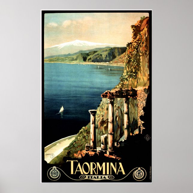 TAORMINA ITALIA Sicily Vintage Italy Travel Poster (Front)
