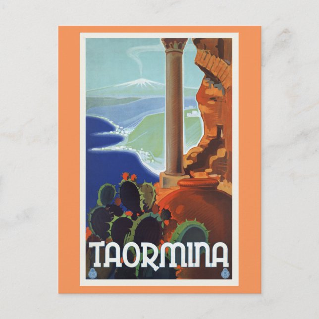 Taormina Italy Vintage Travel Europe Postcard (Front)