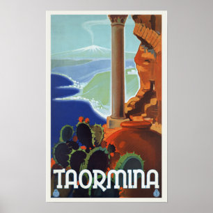 Taormina Italy - Vintage Travel Poster