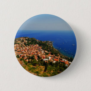 Taormina view 2 6 cm round badge
