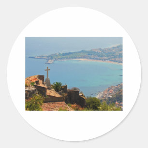 Taormina view 3 classic round sticker