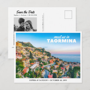 Taormina Wedding Save the Date Italy Travel Retro Postcard